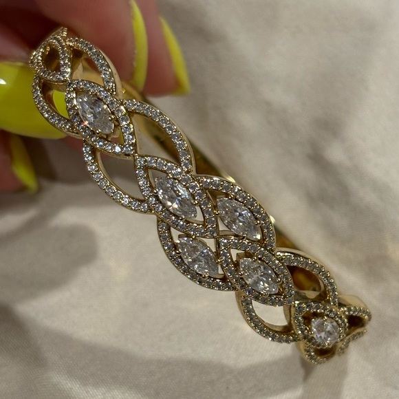 NADRI Hinge Bracelet - Gold with CZ detailing - Picture 2 of 8